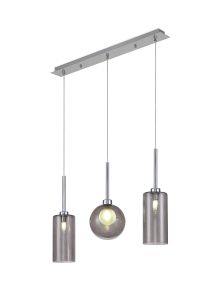 Giuseppe Linear Pendant 2m, 3 x G9, Polished Chrome/Smoked/Frosted Type A,G Shade
