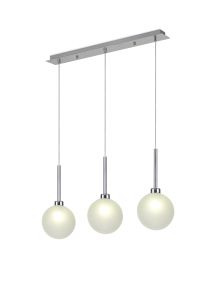 Giuseppe Linear Pendant 2m, 3 x G9, Polished Chrome/Frosted Type G Shade