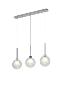 Giuseppe Linear Pendant 2m, 3 x G9, Polished Chrome/Clear/Frosted Type G Shade