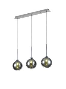 Giuseppe Linear Pendant 2m, 3 x G9, Polished Chrome/Chrome/Frosted Type G Shade
