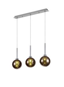 Giuseppe Linear Pendant 2m, 3 x G9, Polished Chrome/Copper/Frosted Type G Shade