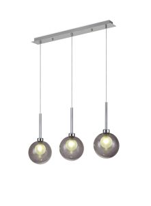 Giuseppe Linear Pendant 2m, 3 x G9, Polished Chrome/Smoked/Frosted Type G Shade