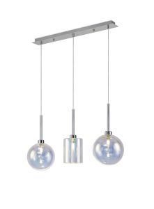 Giuseppe Linear Pendant 2m, 3 x G9, Polished Chrome/Iridescent/Frosted Type B,G Shade
