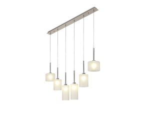 Giuseppe Linear Pendant 2m, 6 x G9, Polished Chrome/Frosted Type A,B,C Shade