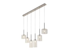 Giuseppe Linear Pendant 2m, 6 x G9, Polished Chrome/Clear Type A,B,C Shade