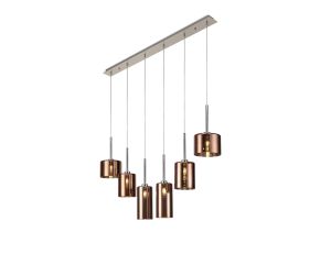 Giuseppe Linear Pendant 2m, 6 x G9, Polished Chrome/Copper Type A,B,C Shade