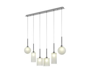 Giuseppe Linear Pendant 2m, 6 x G9, Polished Chrome/Frosted Type A,B,G Shade