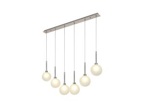 Giuseppe Linear Pendant 2m, 6 x G9, Polished Chrome/Frosted Type G Shade