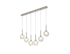 Giuseppe Linear Pendant 2m, 6 x G9, Polished Chrome/Clear/Frosted Type G Shade