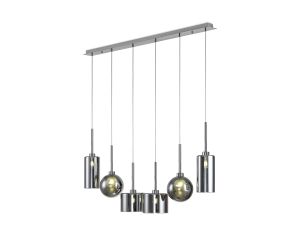 Giuseppe Linear Pendant 2m, 6 x G9, Polished Chrome/Chrome/Frosted Type A,C,G Shade