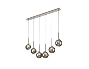 Giuseppe Linear Pendant 2m, 6 x G9, Polished Chrome/Chrome/Frosted Type G Shade