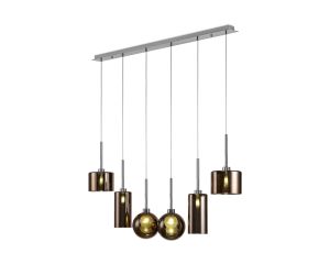 Giuseppe Linear Pendant 2m, 6 x G9, Polished Chrome/Copper/Frosted Type A,C,G Shade