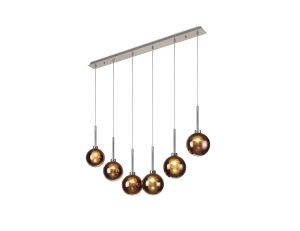 Giuseppe Linear Pendant 2m, 6 x G9, Polished Chrome/Copper/Frosted Type G Shade