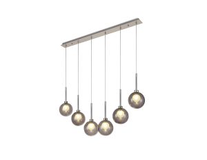 Giuseppe Linear Pendant 2m, 6 x G9, Polished Chrome/Smoked/Frosted Type G Shade
