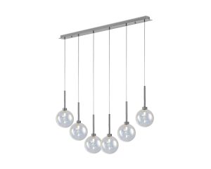 Giuseppe Linear Pendant 2m, 6 x G9, Polished Chrome/Iantipastiscent/Frosted Type G Shade