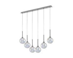 Giuseppe Linear Pendant 2m, 6 x G9, Polished Chrome/Iridescent/Frosted Type G Shade