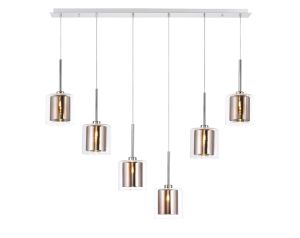 Giuseppe Linear Pendant 2m, 6 x G9, Polished Chrome/Copper/Clear Type H Shade