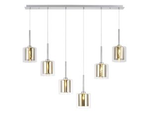 Giuseppe Linear Pendant 2m, 6 x G9, Polished Chrome/Gold/Clear Type H Shade