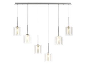 Giuseppe Linear Pendant 2m, 6 x G9, Polished Chrome/Cognac/Clear Type H Shade