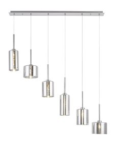 Giuseppe Linear Pendant 2m, 6 x G9, Polished Chrome/Chrome Lined Type A,B,C Shade