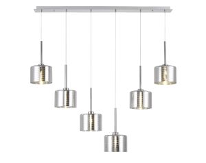 Giuseppe Linear Pendant 2m, 6 x G9, Polished Chrome/Chrome Type B Shade