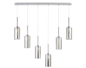 Giuseppe Linear Pendant 2m, 6 x G9, Polished Chrome/Chrome Type A Shade