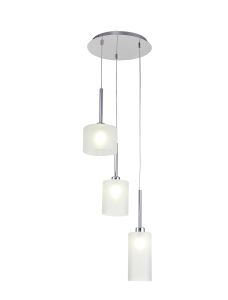 Giuseppe 35cm Round Pendant 2m, 3 x G9, Polished Chrome/Frosted Type A,B,C Shade