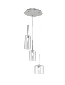 Giuseppe 35cm Round Pendant 2m, 3 x G9, Polished Chrome/Clear Type A,B,C Shade