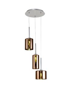 Giuseppe 35cm Round Pendant 2m, 3 x G9, Polished Chrome/Copper Type A,B,C Shade