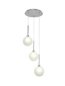 Giuseppe 34cm Round Pendant 2m, 3 x G9, Polished Chrome/Frosted Type G Shade