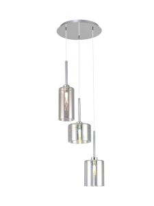 Giuseppe 35cm Round Pendant 2m, 3 x G9, Polished Chrome/Iridescent Type A,B,C Shade