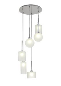 Giuseppe 45cm Round Pendant 2.5m, 6 x G9, Polished Chrome/Frosted Type A,B,C,G Shade