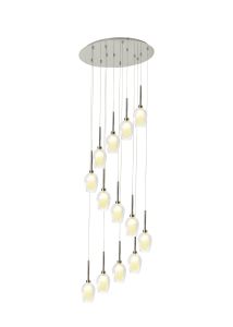 Giuseppe 57cm Round Multiple Pendant 2.5m, 13 x G9, Polished Chrome/Smoke/Frosted Type D Shade