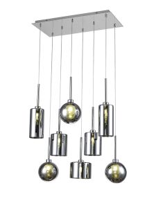 Giuseppe Rectangle Multiple Pendant 2m, 8 x G9, Polished Chrome/Chrome/Frosted Type A,B,C,G Shade