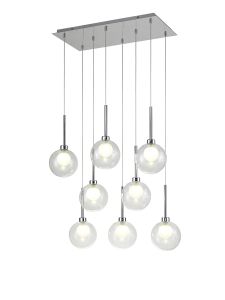 Giuseppe Rectangle Multiple Pendant 2m, 8 x G9, Polished Chrome/Clear/Frosted Type G Shade