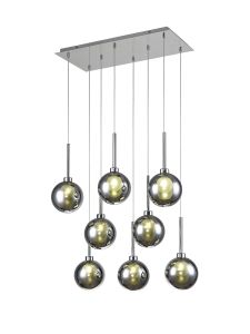 Giuseppe Rectangle Multiple Pendant 2m, 8 x G9, Polished Chrome/Chrome/Frosted Type G Shade