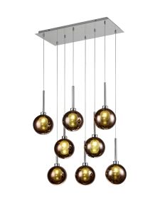 Giuseppe Rectangle Multiple Pendant 2m, 8 x G9, Polished Chrome/Copper/Frosted Type G Shade