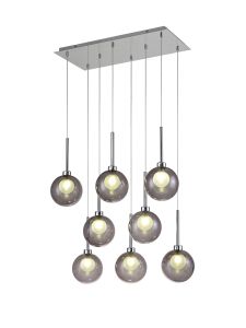 Giuseppe Rectangle Multiple Pendant 2m, 8 x G9, Polished Chrome/Smoked/Frosted Type G Shade