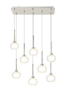 Giuseppe Rectangle Multiple Pendant 2m, 8 x G9, Polished Chrome/Frosted/Clear Type M Shade