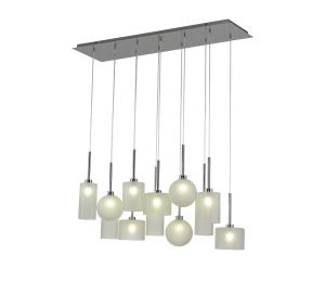 Giuseppe Linear Pendant 2m, 12 x G9, Polished Chrome/Frosted/Frosted Type A,B,C,G Shade