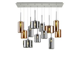 Giuseppe Linear Pendant 2m, 12 x G9, Polished Chrome/Chrome/Copper Type A,B,C Shade