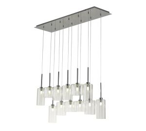 Giuseppe Linear Pendant 2m, 12 x G9, Polished Chrome/Clear Type A,B,C Shade