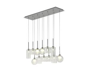 Giuseppe Linear Pendant 2m, 12 x G9, Polished Chrome/Clear/Frosted Type A,B,C,G Shade