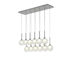Giuseppe Linear Pendant 2m, 12 x G9, Polished Chrome/Clear/Frosted Type G Shade