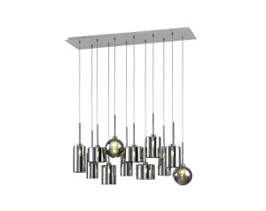 Giuseppe Linear Pendant 2m, 12 x G9, Polished Chrome/Chrome/Frosted Type A,B,C,G Shade