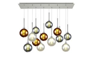 Giuseppe Linear Pendant 2m, 12 x G9, Polished Chrome/Chrome/Frosted/Copper/Cognac Type G Shade