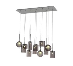 Giuseppe Linear Pendant 2m, 12 x G9, Polished Chrome/Smoked/Frosted Type A,B,C,G Shade