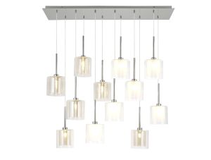 Giuseppe Linear Pendant 2m, 12 x G9, Polished Chrome/Frosted/Clear/Cognac Type H Shade