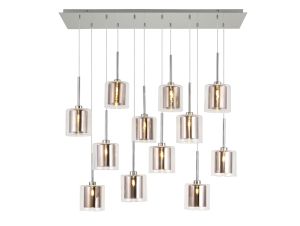 Giuseppe Linear Pendant 2m, 12 x G9, Polished Chrome/Copper/Clear Type H Shade