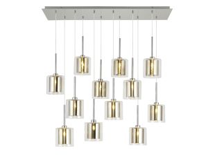 Giuseppe Linear Pendant 2m, 12 x G9, Polished Chrome/Gold/Clear Type H Shade